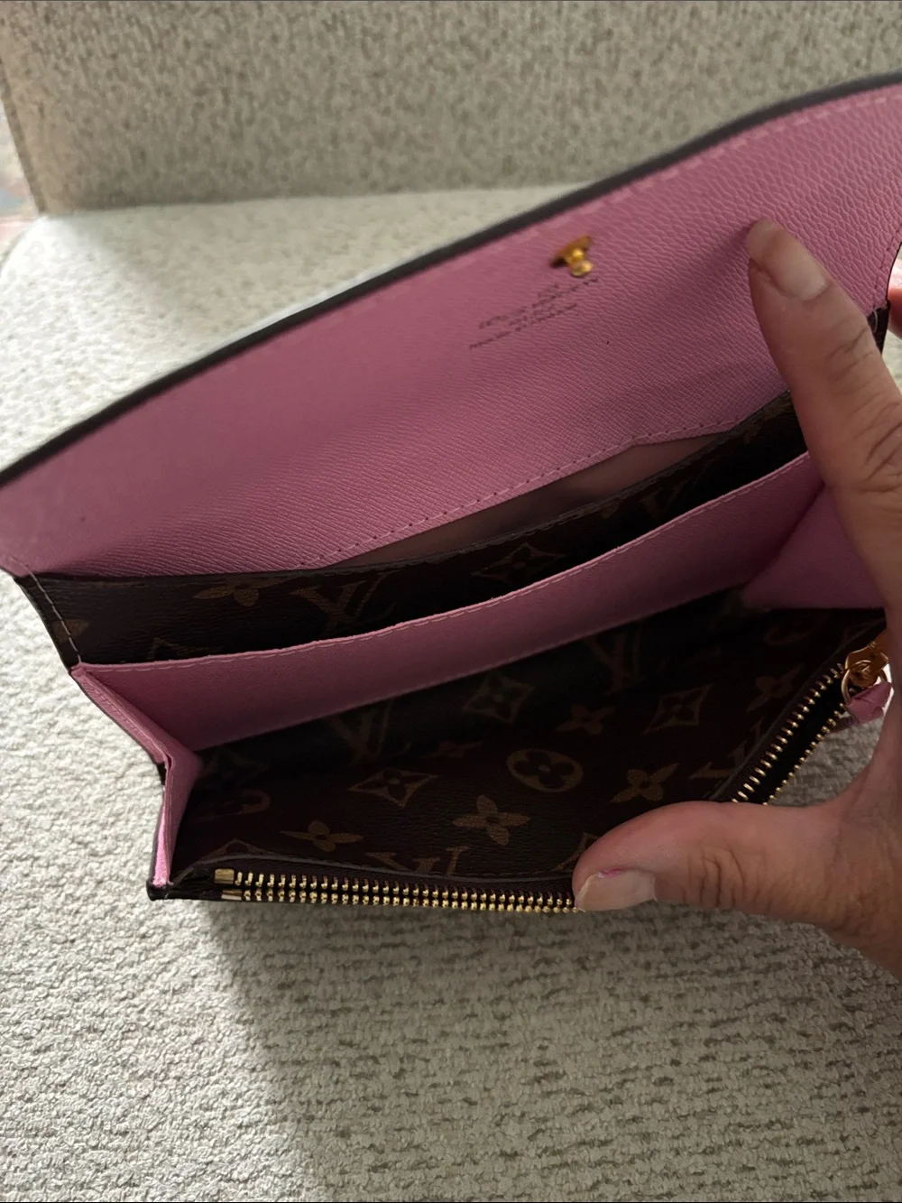 **FASHION** Monogram Wallet - Pink & Brown with Pink Snap - Picture 9 of 17